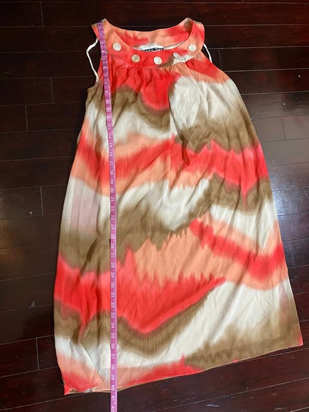 Dana Kay Dress A-line Sleeveless Casual Size 10 Orange Multi Color Spring Summer - Picture 3 of 5